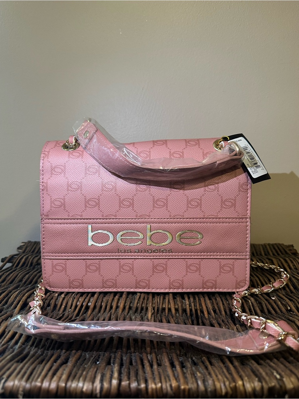 bebe Pink Logo-Accent Crossbody Bag